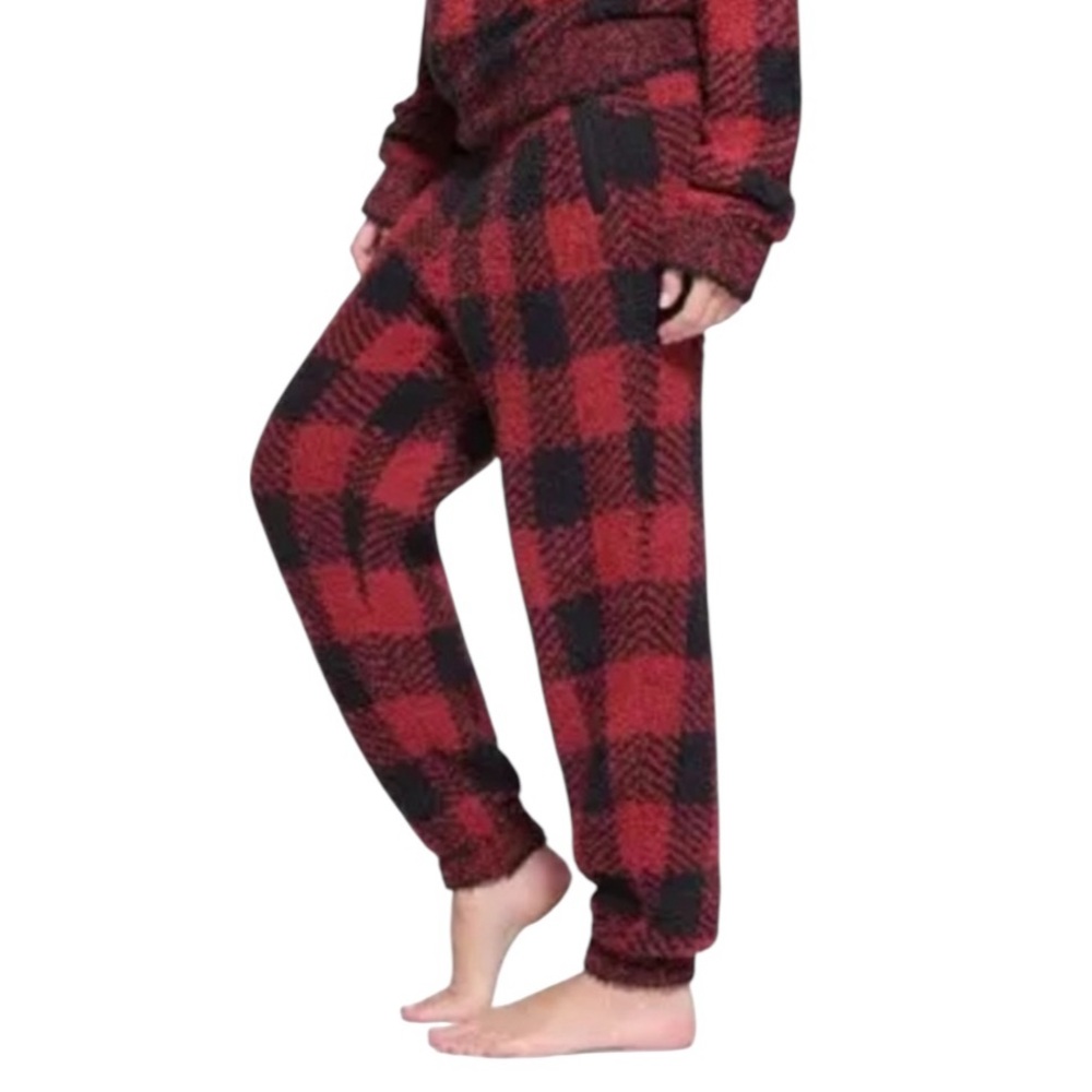NWT Skims Cozy Joggers in Brick Buffalo Check Sz S/M - Picture 2 of 16